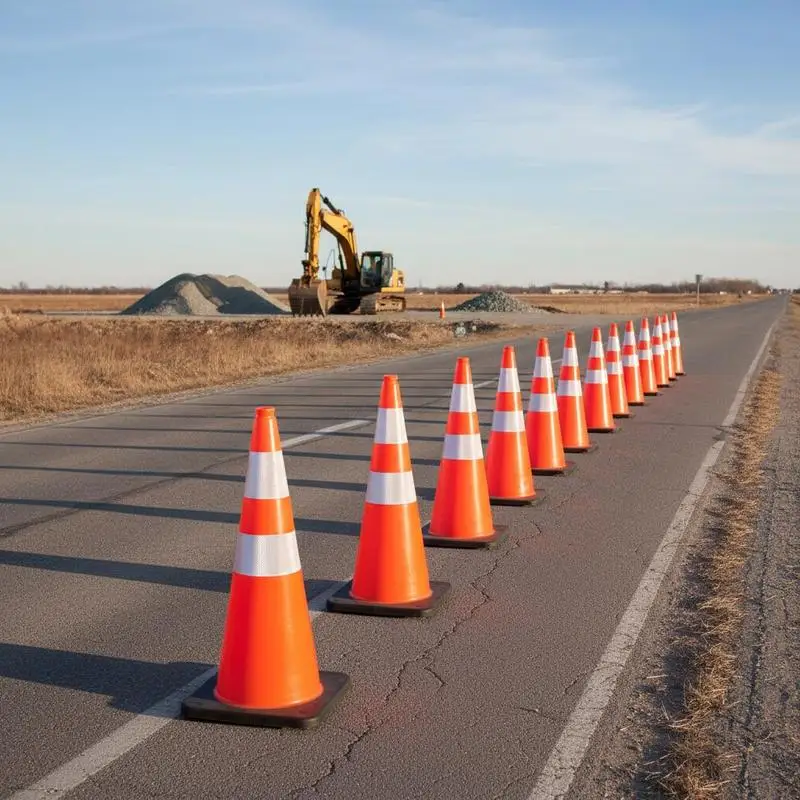 Cono de tráfico de 12 x 28 pulgadas, para construcción de carreteras, guiado de vehículos, gestión de estacionamientos, cinturón reflectante naranja de PVC, base con peso, anillo portátil, control de tráfico, estable, resistente al viento, alta visibilidad