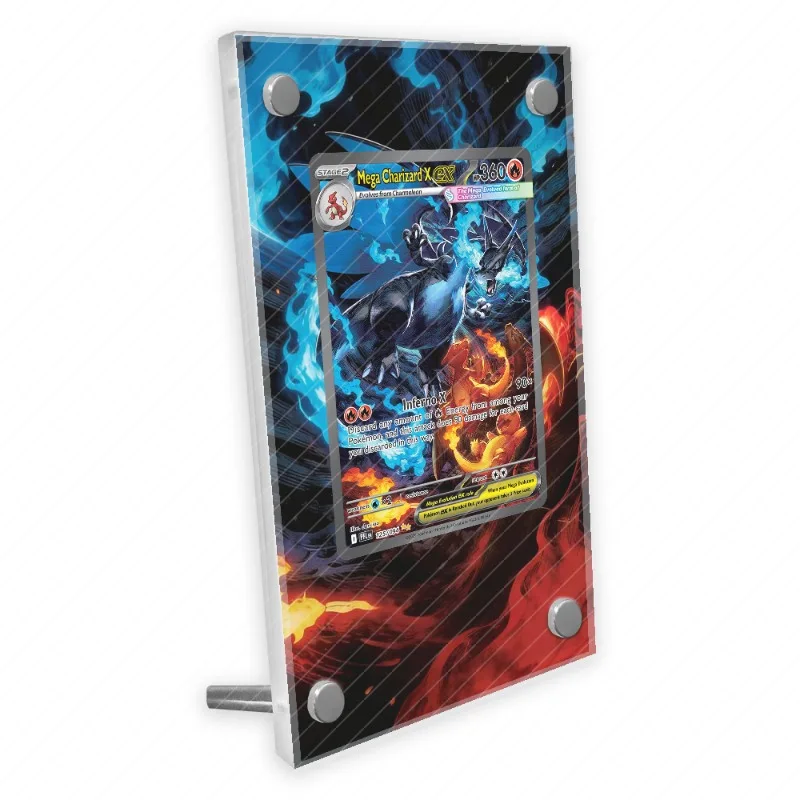 Affichage de cartes de poche Charizard Ex Cobalion, Collection de jeux animés, cadeaux artistiques extensibles, étui de protection en acrylique fait maison, jouet porte-clés