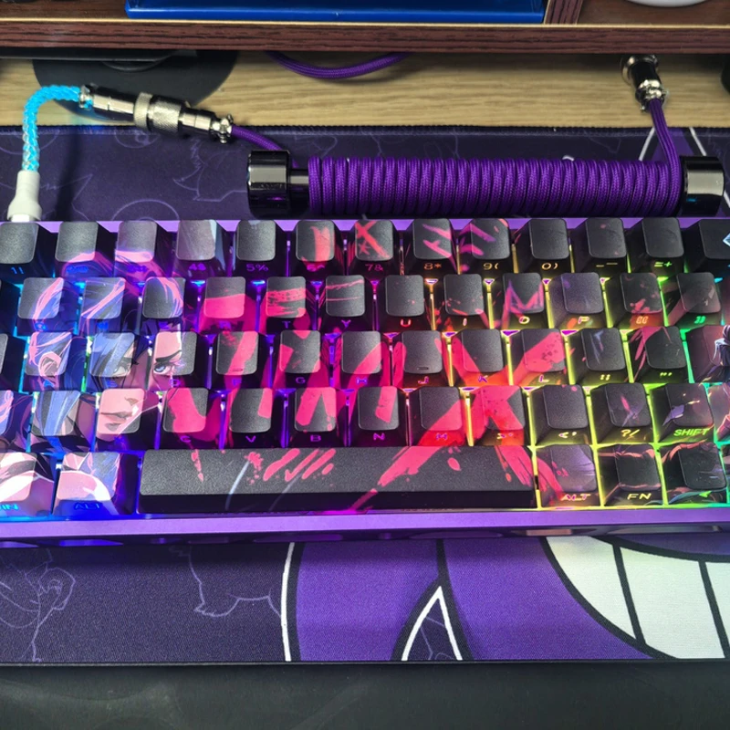 Custom Arcane Jinx Theme Keycaps Set Side Print Cherry Profile Backlight MX Switches Keycap For Mechanical Keyboard 60 63 64 68
