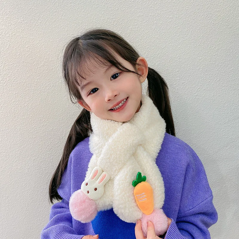 Children's Imitation Rose Rabbit Fur Scarf Korean Version Trendy Boys and Girls Fruit Scarf Winter Warm Little Boys and Girls