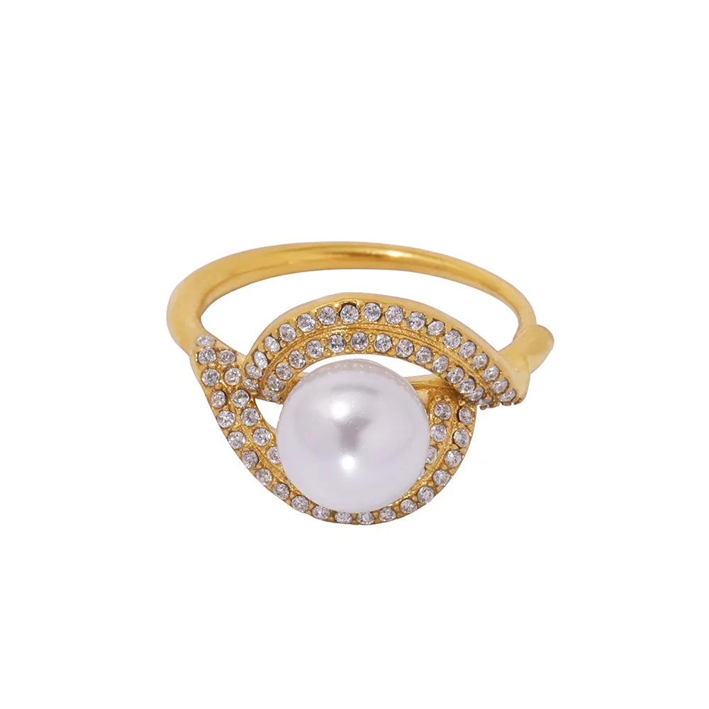 

Women's Adjustable Ring with Ins Style Double Layered Bead Inlaid Zircon Stainless Steel Fashion Jewelry