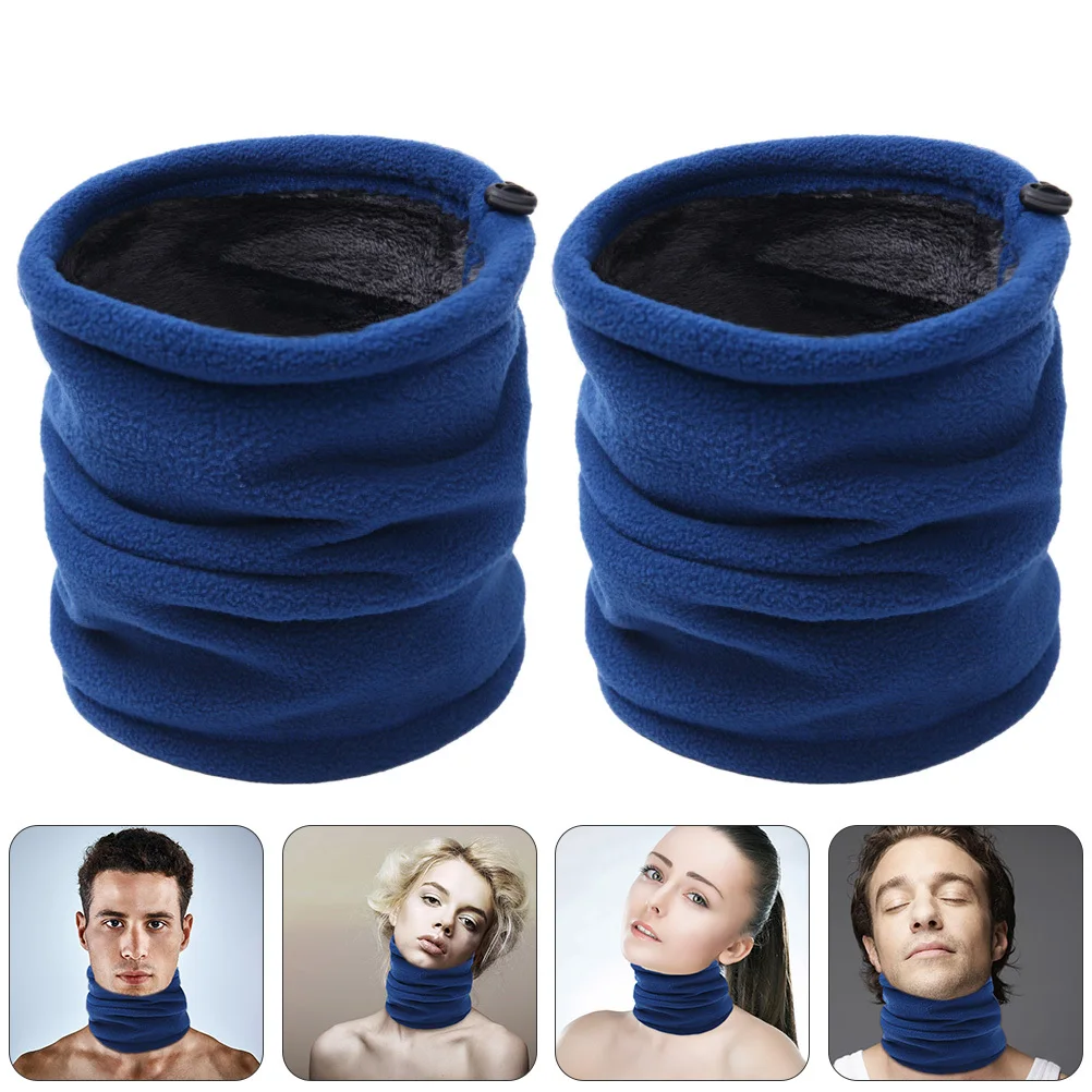 

2Pcs Winter Neck Warmer Multifunctional Fleece Scarf Collar Mask Beanie Thick Warm Soft Winter Neck Collar Scarf Mask