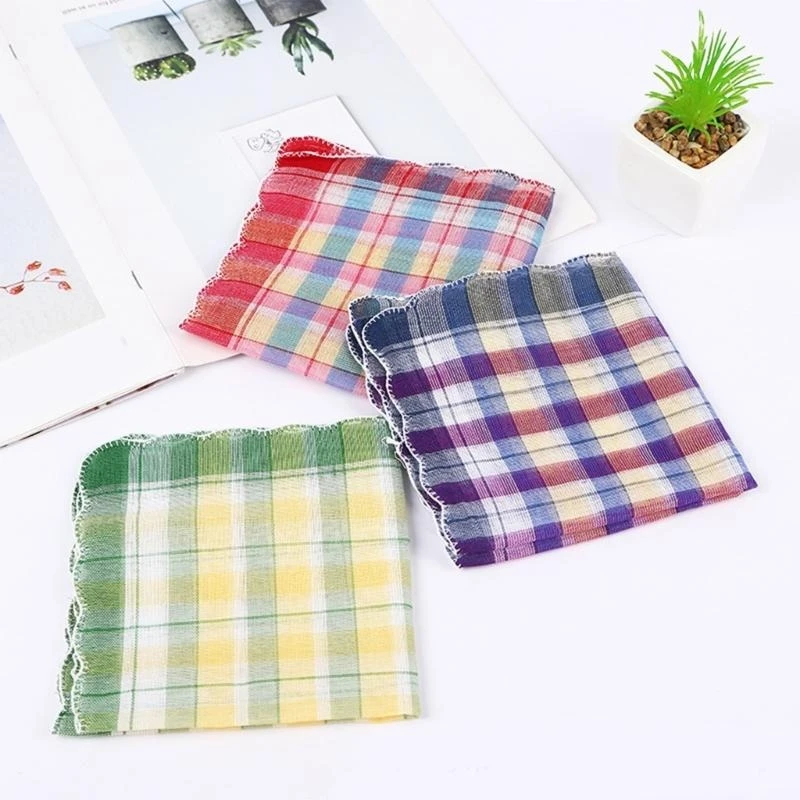 Khăn tay thấm hút Khăn vuông mềm Khăn quàng cổ nam Khăn rằn đơn giản Hankies