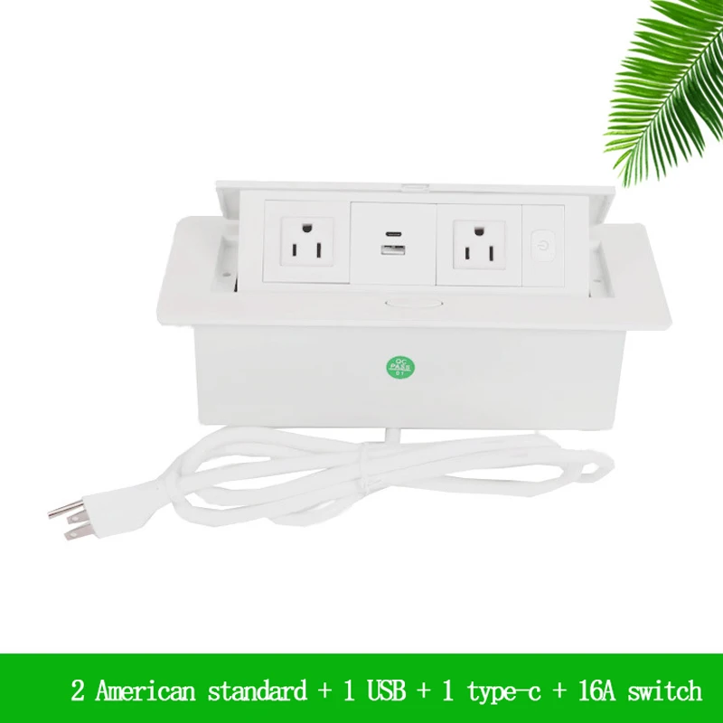 American Standard Desktop Multi-function Socket Multimedia Desk Power Socket USB Type-C 5V 3.1A Embedded Socket With Wire