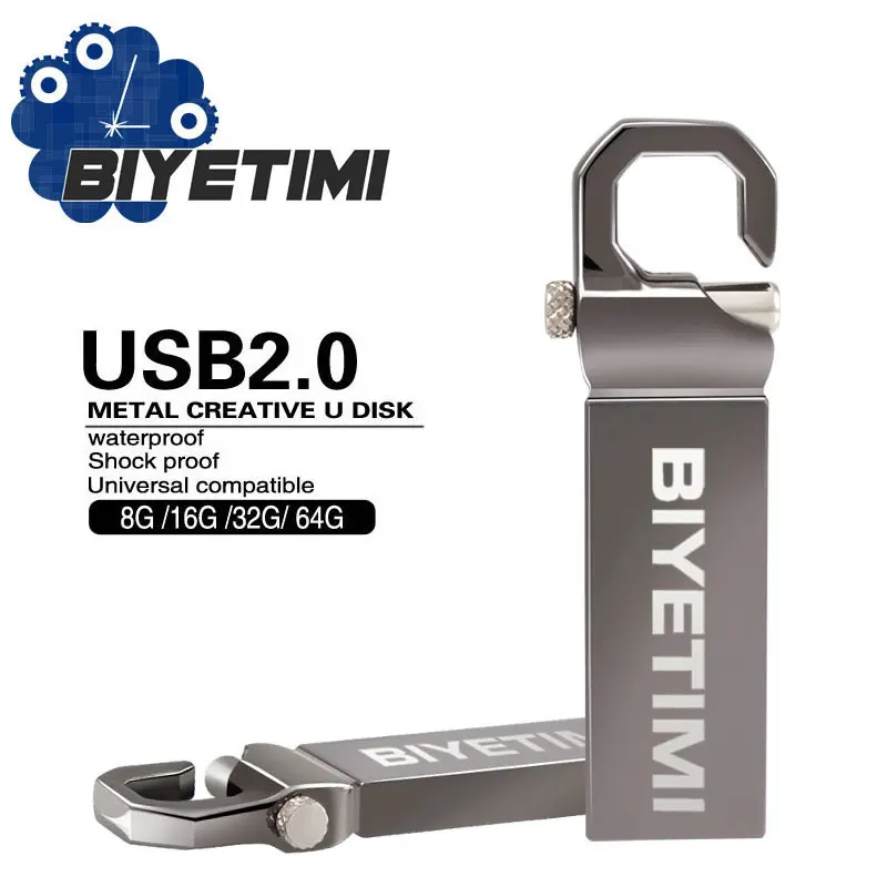 

Usb-флеш-накопитель Biyetimi серебристый водонепроницаемый, 128/32/64/8/16 ГБ