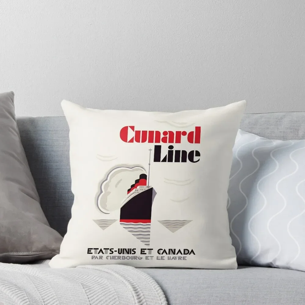 

Art deco retro vintage style Cunard Line France USA Canada Throw Pillow Luxury Sofa Cushions luxury home accessories pillow