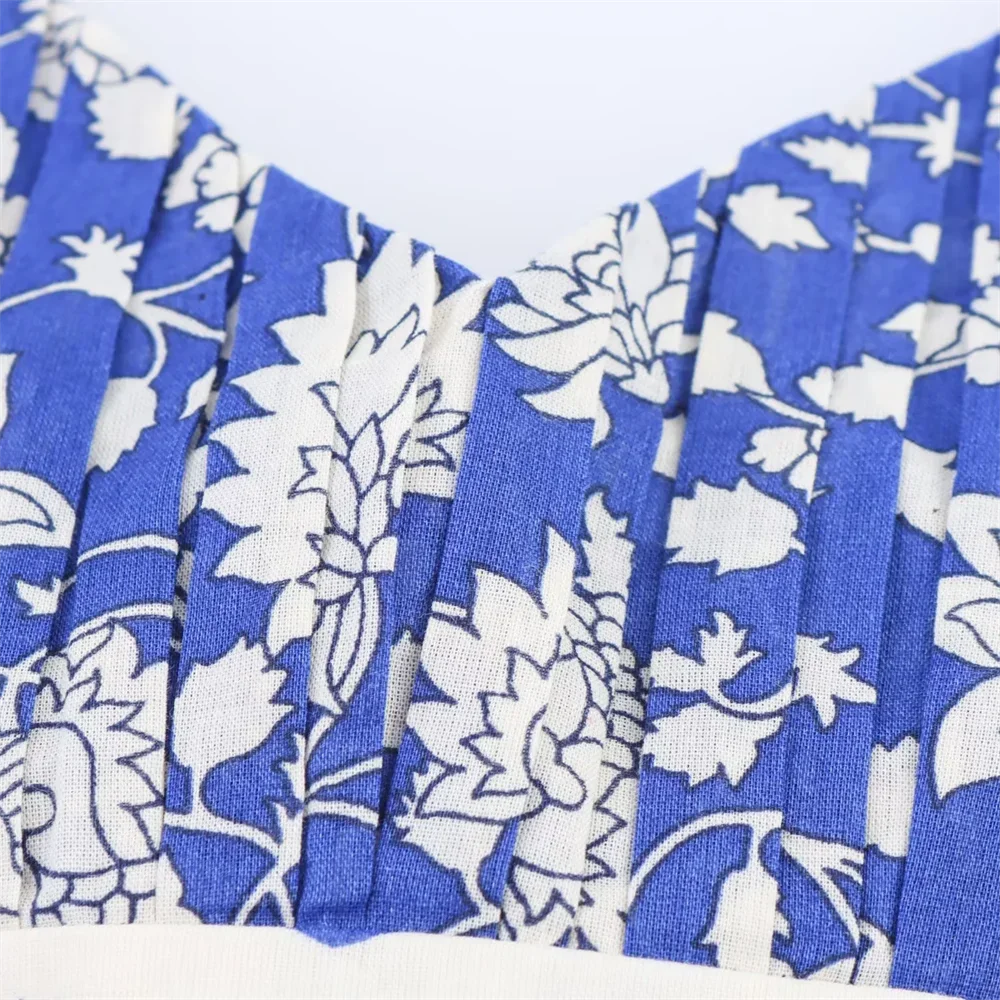 Patchwork impressão em camadas costura profundo decote em v sem costas estilingue vestido floral novas roupas femininas de verão