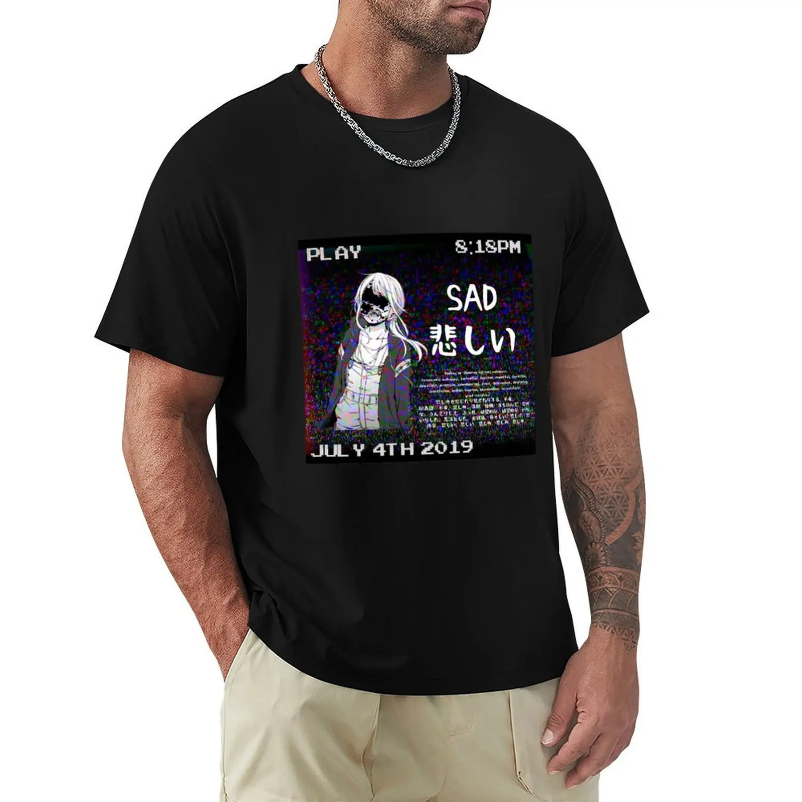 LOFI VHS SADGIRL - SAD JAPANESE ANIME AESTHETIC T-Shirt summer clothes sweat customs design your own mens big and tall t shirts