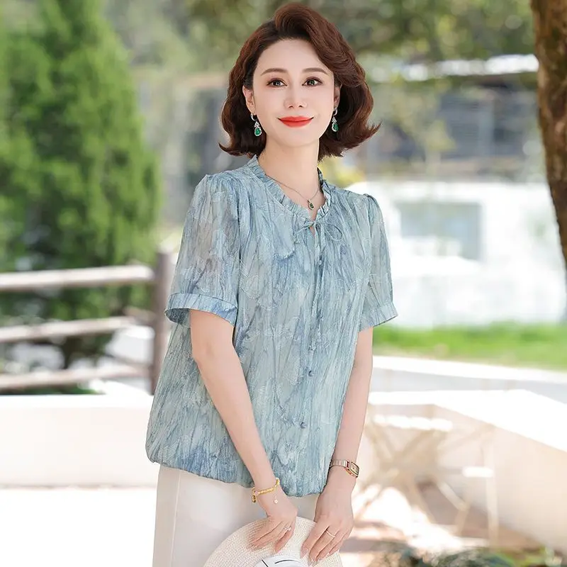 おしゃれな半袖トップス 年齢軽減 新作カーディガン 花柄Tシャツ