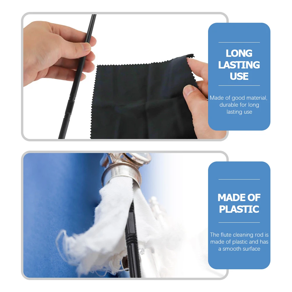 

Cleaning Rod Cloth Set for Flute Instrument Cleaner and Swab Musical Maintenance Kit Black Stick