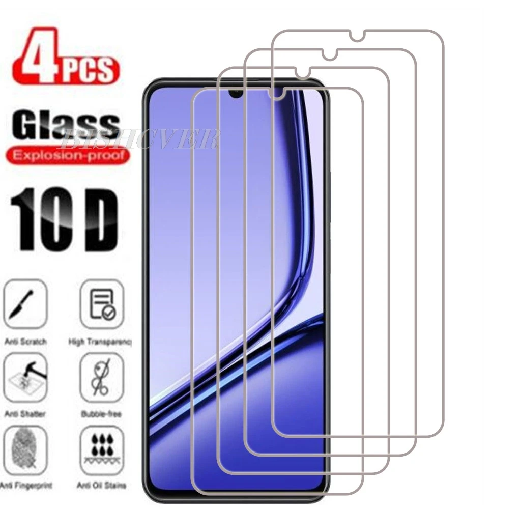 4Pcs Tempered Glass For Realme Note 50 C51 C53 Narzo N53 RMX3834 RMX3830 Screen Protector Phone Protective Glass Film