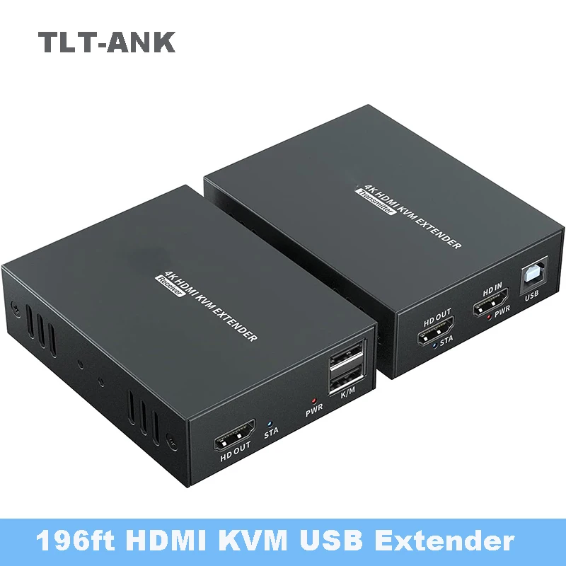 

HDMI KVM USB Extender 196ft/60m Transmission over Single Cat5e/6/7 HD 4K@60Hz Support Loop out 3D EDID Function