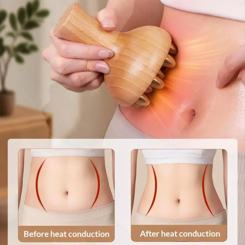 

1pc Brass Multipurpose Durable SPA Gu Sha Tool Head Massage Gua Sha Comb Long Wooden Handle Sturdy Meridian Point Massager Brush