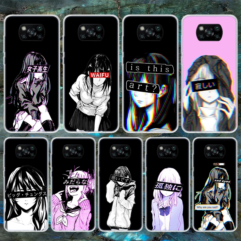 Sad Anime Aesthetic Senpai Soft Phone Case For Xiaomi Poco X3 Pro X6 X5 X4 NFC F6 F5 M5S M4 M3 F4 Gt F3 F2 F1 M2 Fundas Cover X3