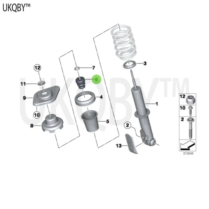 Hexagonal nut self-locking rear shock absorber pillar self tapping bolt 33536772786 33536772740