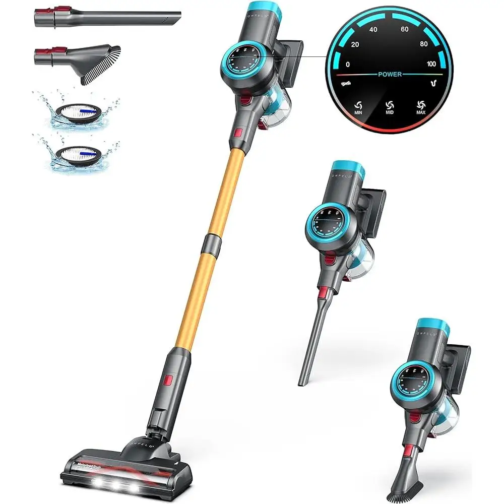 Cordless Vacuum Cleaner 500W Powerful Suction 40000Pa 60Mins Self-Standing Smart Display Anti-Tangle Roller Brush Bagless House