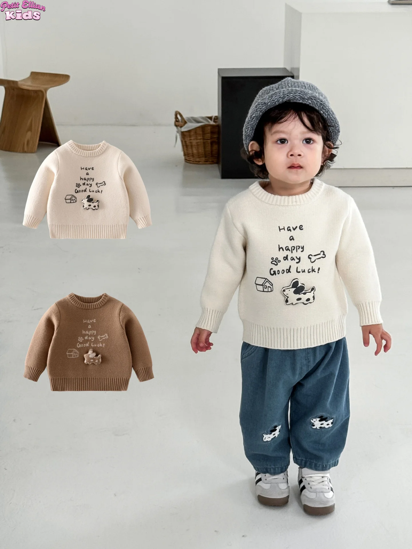 

Baby Boy Clothes Cartoon Letter Knit Sweater 0-5Y Toddler Kids Boys Knitwear 3D Plush Toy Animal Pullover Cute Warm Knitted Top