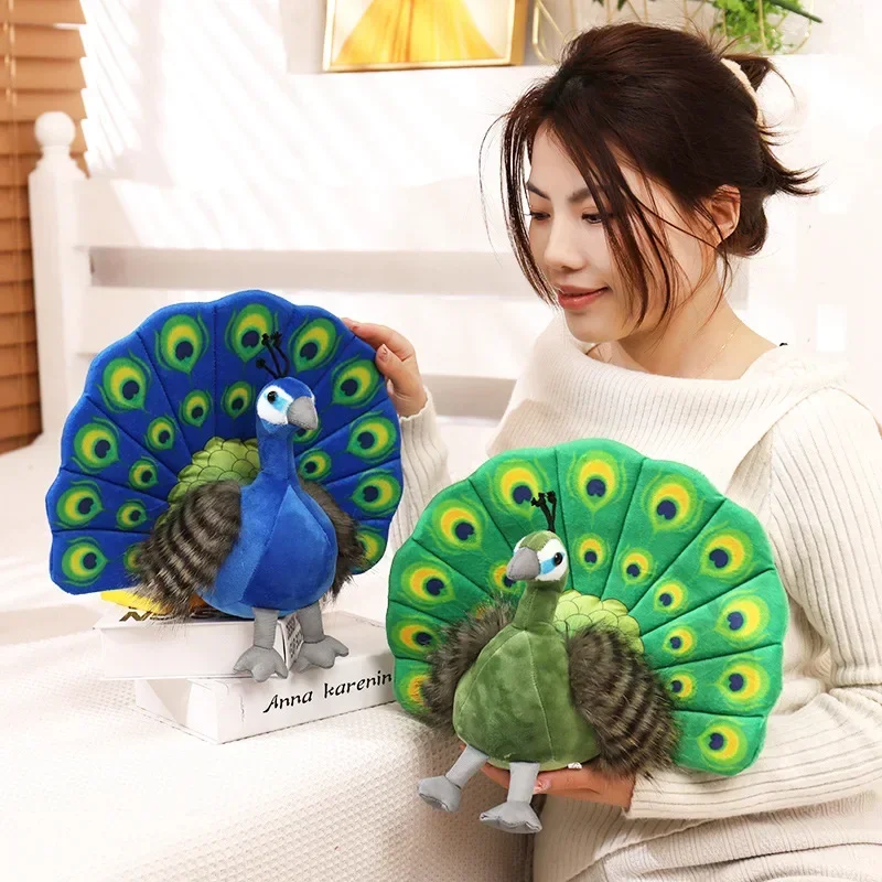 Kreative Simulation Pfau Plüschtier Grün Blau Pfau Spread Tail Schöne Plüschpuppe Qualität Gefüllte Baumwolle Schmückt Schlafzimmer – Detail 9