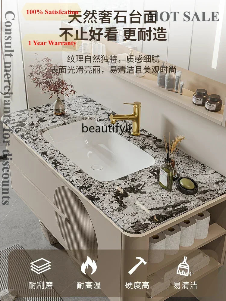 B567 French Entry Lux Bathroom Cabinet Luxury Stone Ceramic Whole Washbin Wash Basin Cabinet Group Bathroom