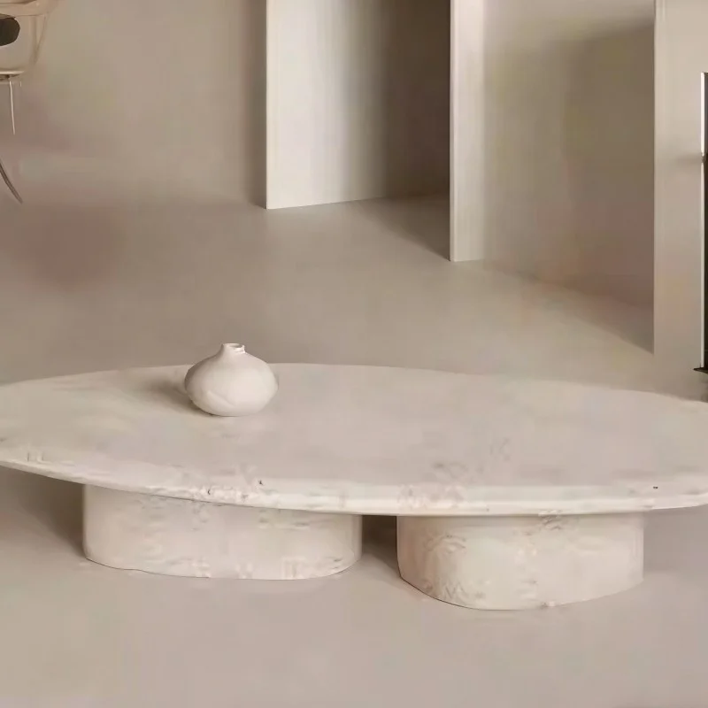 

✿p I Natural Stone Beige Outdoor Waterproof Lightweight Side/End Table for Park & School Entry