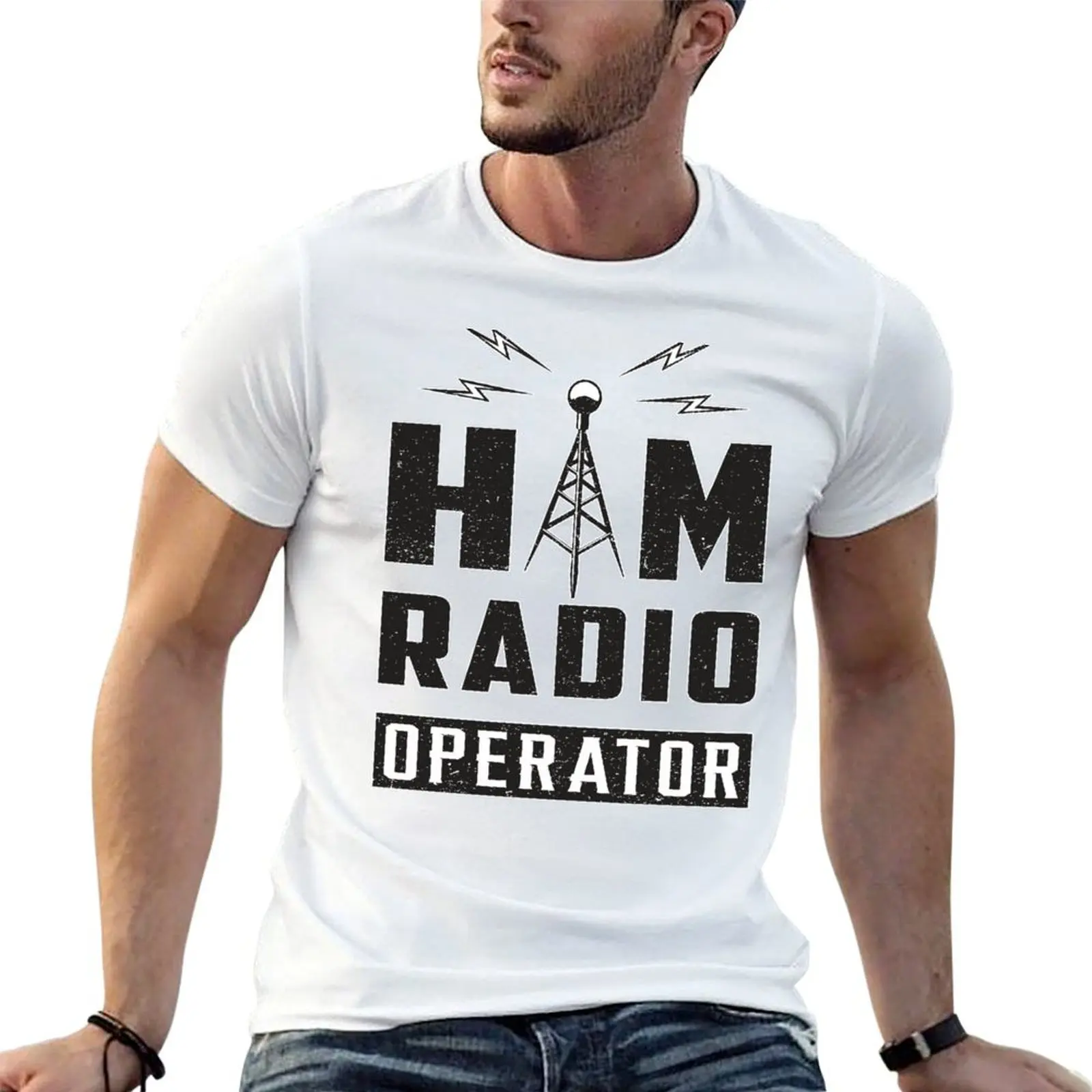 HAM Radio Amateur Frequency Operator Antenna Gift T-Shirt Heavy Duty Casual Work Tee