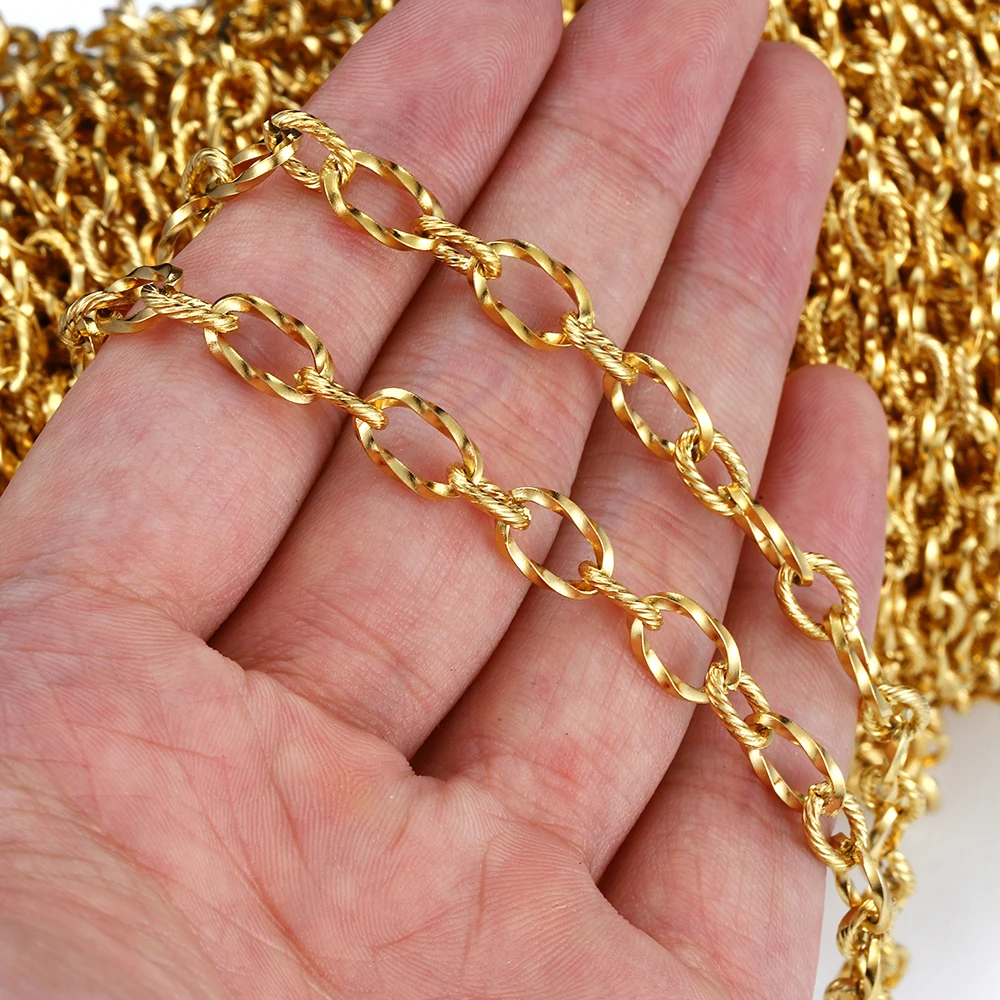 

1M/Lot Stainless Steel Embossed Metal Thick Cable Chain for DIY Men Jewelry Necklaces Bracelets Chains Making Supplies Materials