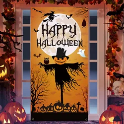 Halloween Horror Pumpkin Decoration Door Curtain Ghost Door Cover Ghost Festival Horror Night Party Atmosphere Decoration Flag