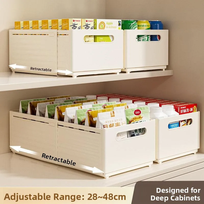 Kitchen Storage Box Drawer Style Deep Cabinet Clutter Organizer Rectangle Plastic Material for Miscellaneous Items Overall De...