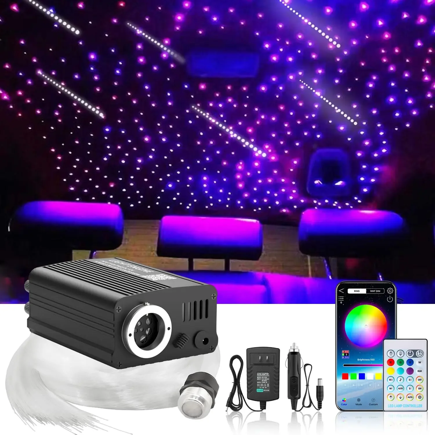 

Starry Sky Roof LED Ambient Light RGB APP Control USB Car Interior Ceiling Atmosphere Lamp Universal for Sedan SUV Truck Decor