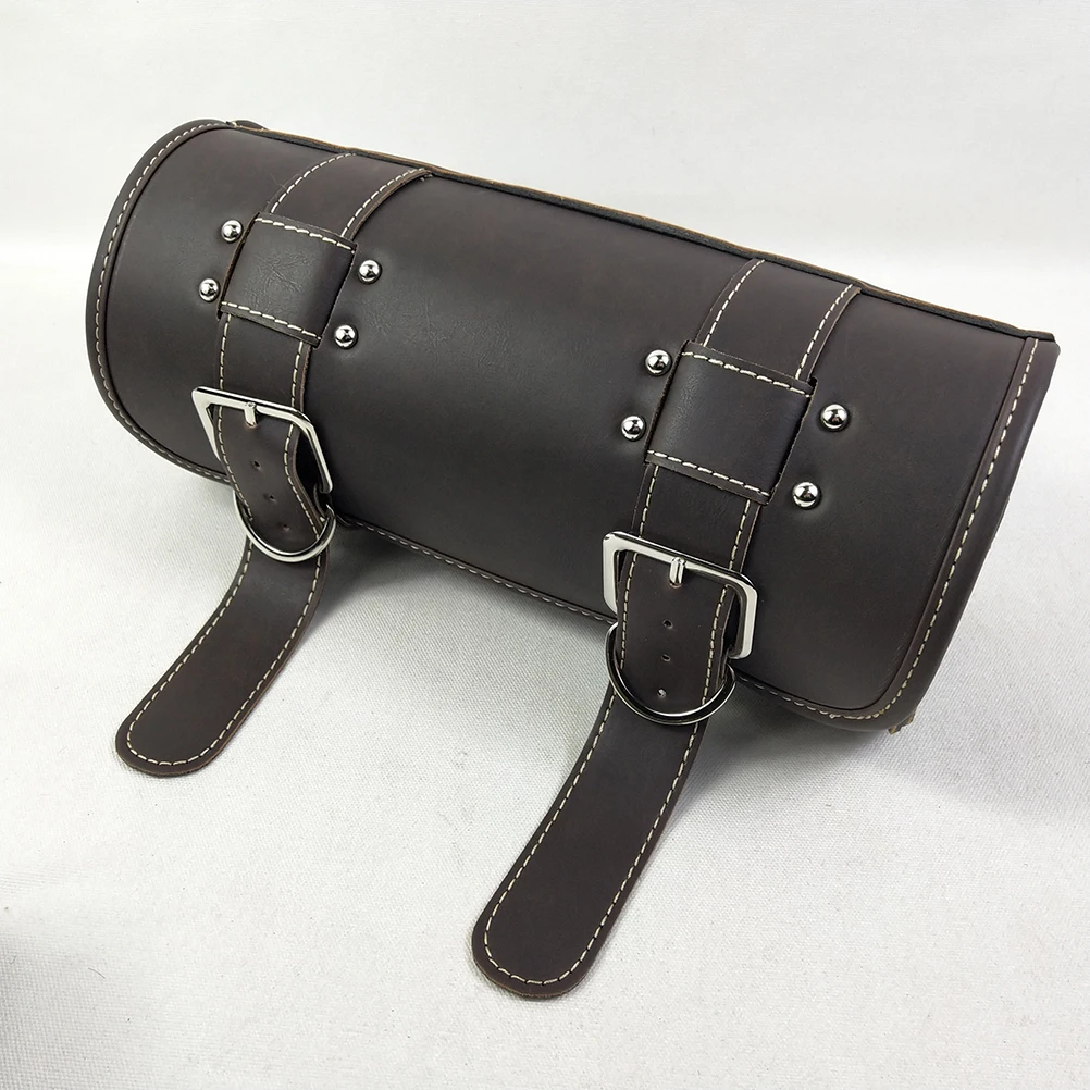 

Pu Motorcycle Handlebar Bag Waterproof Cruiser Pack Car Tool Holder Dark Brown Storage