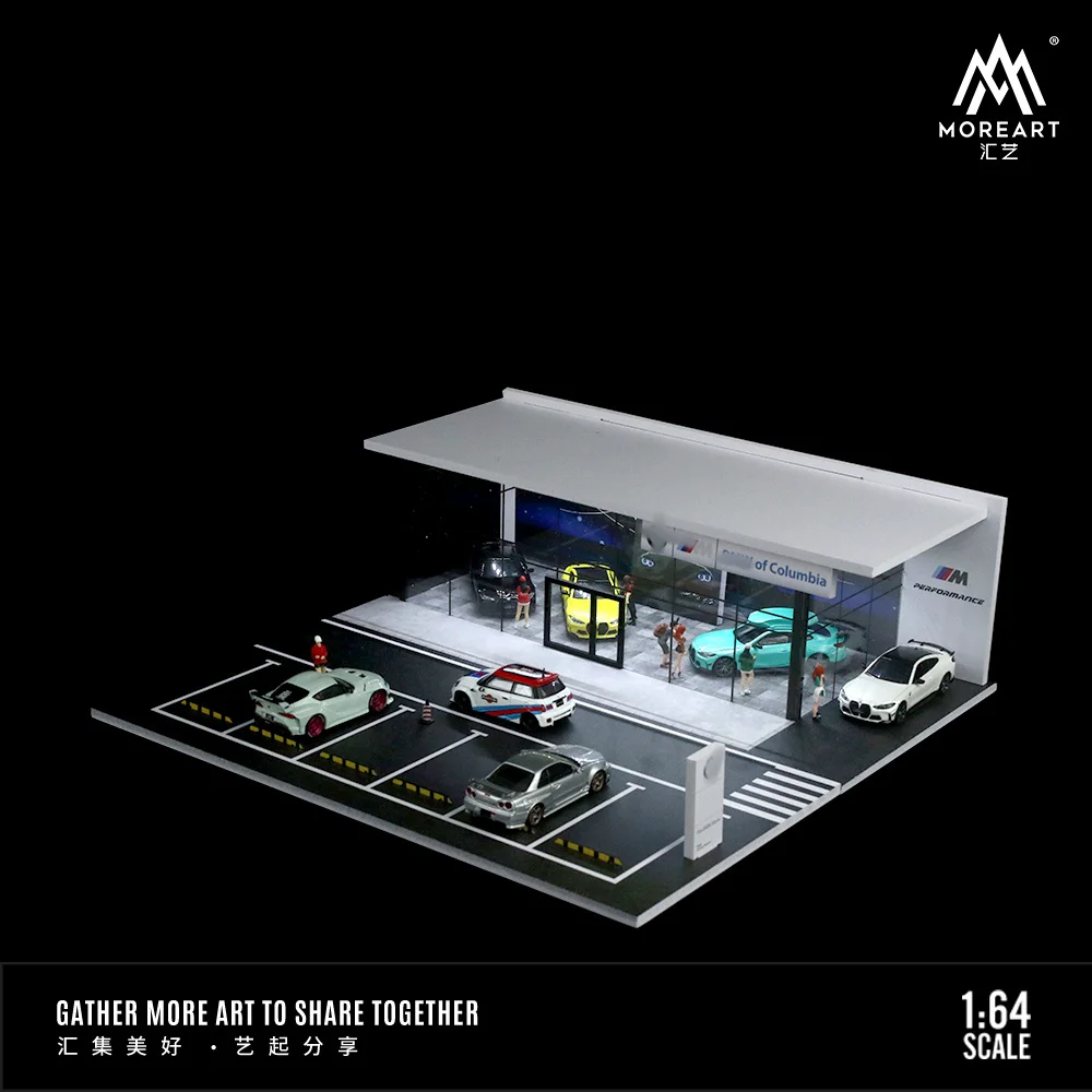 Time micro & moreart 1:64 m Power Theme zusammen gebaute Version der Auto Showroom Beleuchtungs szene
