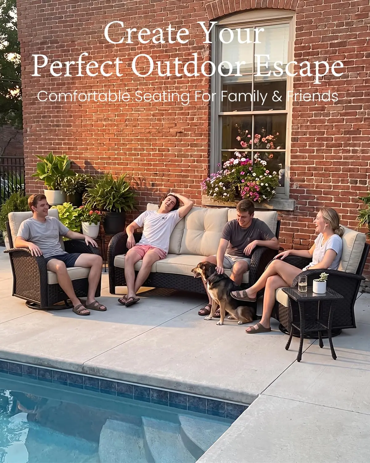 10 Pieces Outdoor Patio Furniture Set with Fire Pit Table, Customized