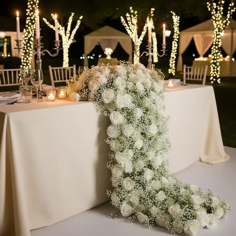 Silk Artificial Flower Table Flag for Wedding Stage Decoration Road Guide Props Superstar Event Centerpiece Floral