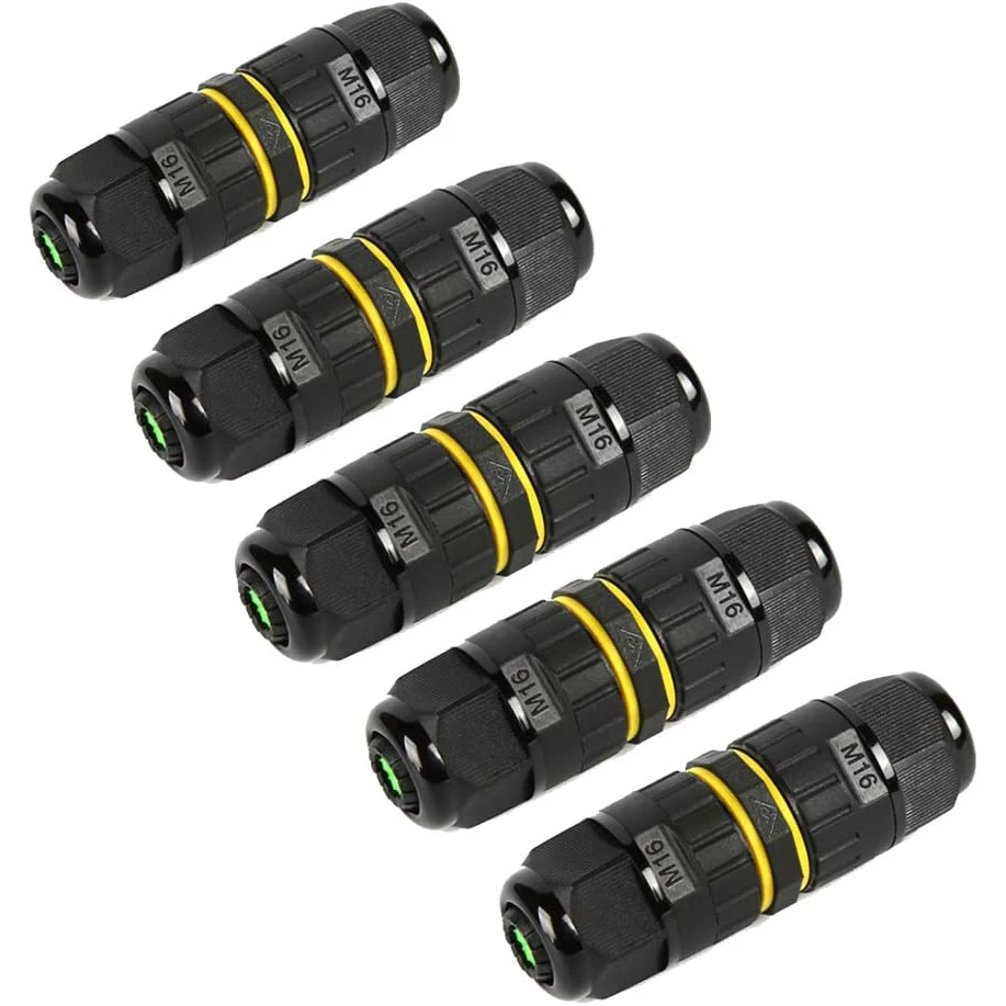 Boîte de jonction extérieure, connecteur de câble électrique étanche IP68 à 2/3 voies, plage de fil M16 (3,5-10mm), adapté à l'extension de réparation, 5 pièces