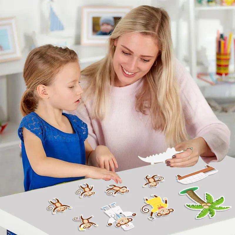 Set of 5 Felt Monkeys Educational Toys for Preschool Learning, Interactive Classroom Supplies Toddler Educational Games