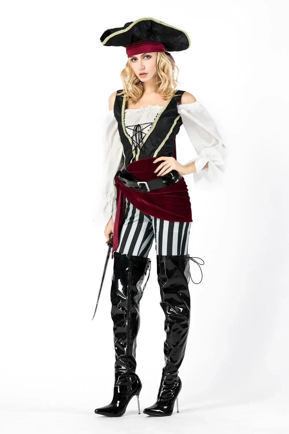 Novo traje de pirata feminino traje de halloween jogo uniforme terno cosplay trajes desempenho de palco traje de pirata