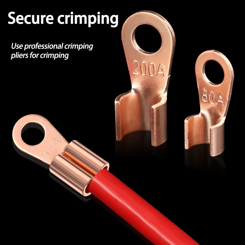 2-50pcs OT Terminal OT3A ~ OT1000A Wire Terminals Electrical Copper Bare Battery Lug Ring Crimp Non-Insulated Wire Connector