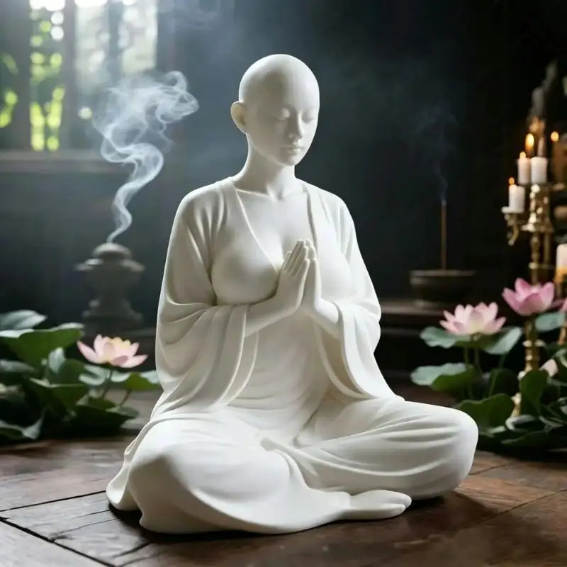 Sculpture de méditation zen blanche, figurine minimaliste, décoration artistique spirituelle, ornement et cadeau idéal pour salle de yoga, chambre à coucher, salon