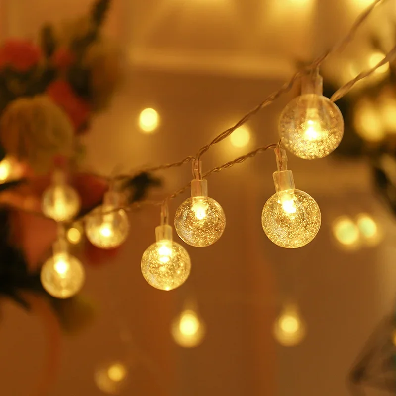 AA Battery Powered Crystal Ball LED String Lights 1.5M/3M/6M/10M Fairy Lights Garlands For Christmas Party Outdoor Decoration