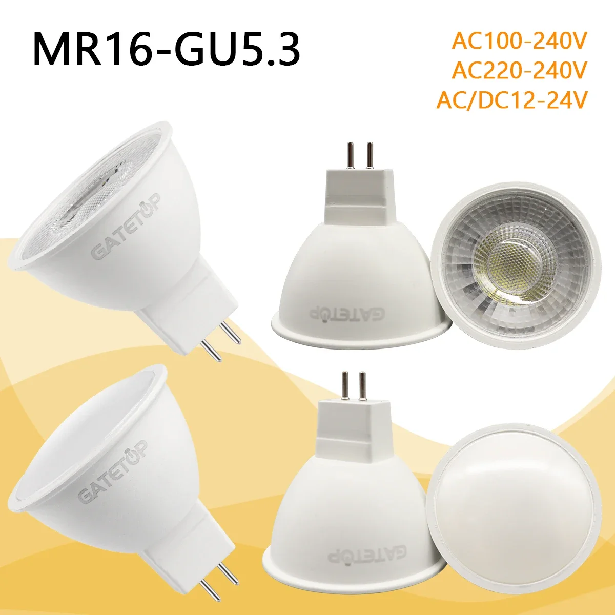 

3PCS GU5.3 Base LED Spot Light MR16 Lampara No Flicker Full Voltage AC/DC12V AC 110V 220V Warm Lighting Suitable for Home Led