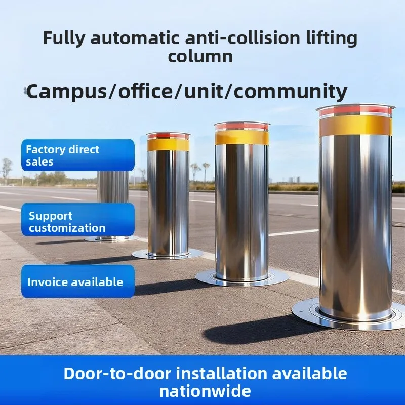 Automatic lifting column Stainless steel electro-hydraulic anti-collision column School road pile Community warning column
