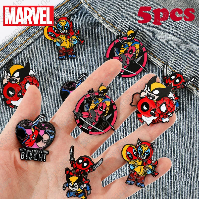 1Set Movie Deadpool & Wolverine Disney Anime Cartoon Brooch Creative Cute Enamel Pin Metal Badge Clothing Backpack Accessories