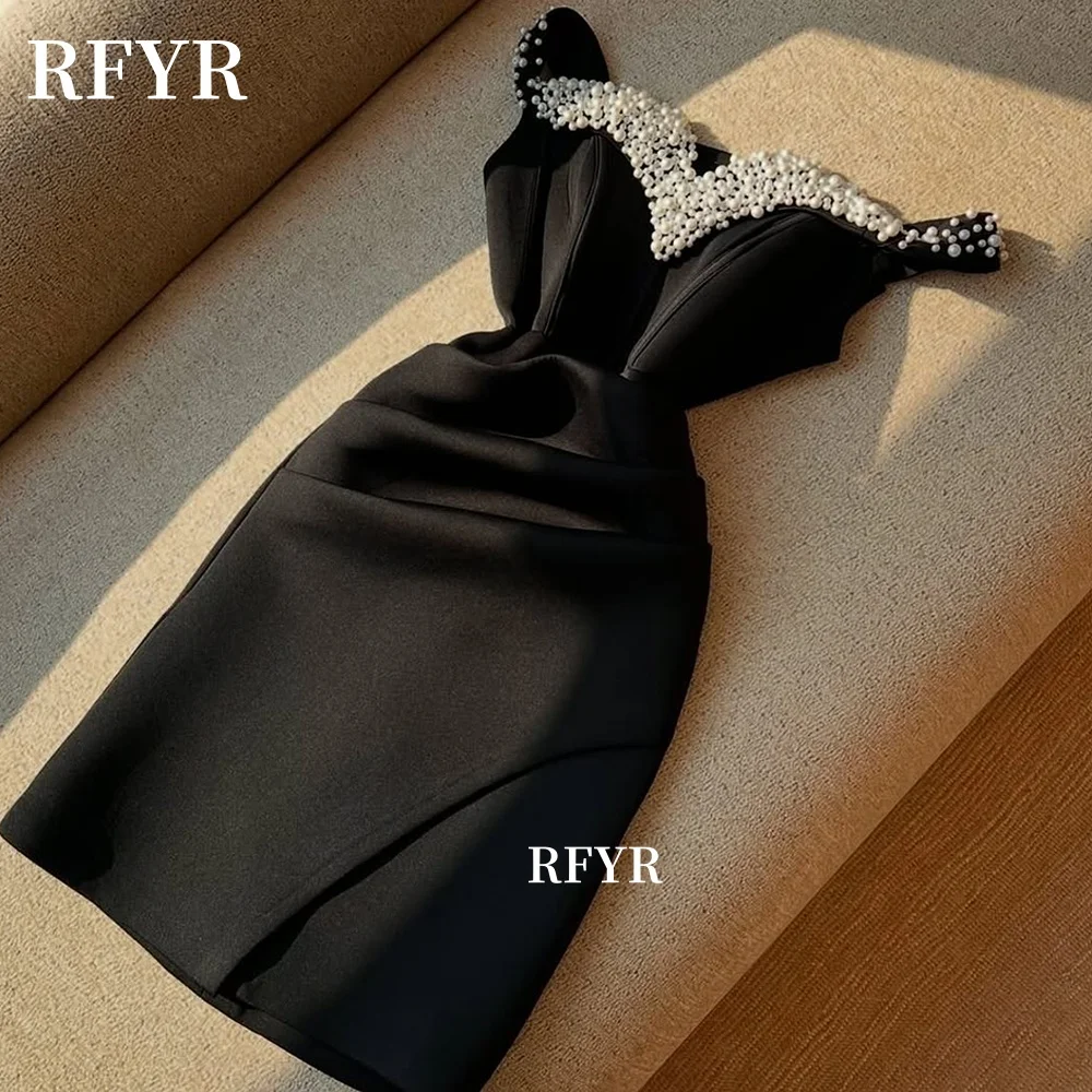 

RFYR Off Shoulder Prom Dress Pearls Party Dress for Women Mermaid Evening Dress Celebrity Dress Cocktail Dress Customized