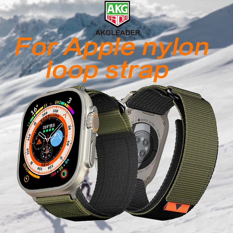 

AKGLEADER Hight Quality Nylon Loop Bracelet Strap For Apple Watch Ultra1,2, 49mm,For iwatch 9 8 7 45mm Watch Bands