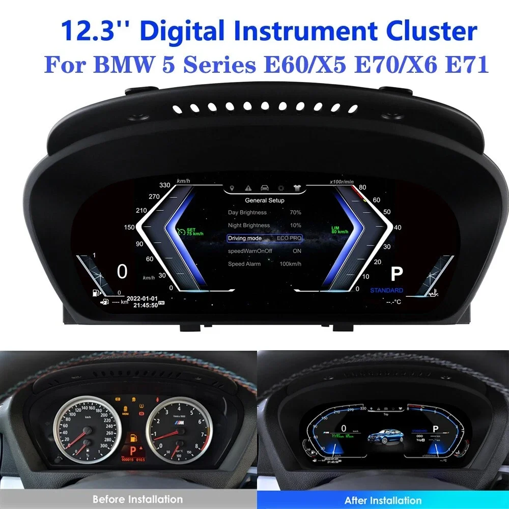 

12.3'' LCD Digital Instrument Cluster For BMW 5 Series E60 X5 E70 X6 E71 2007-2013