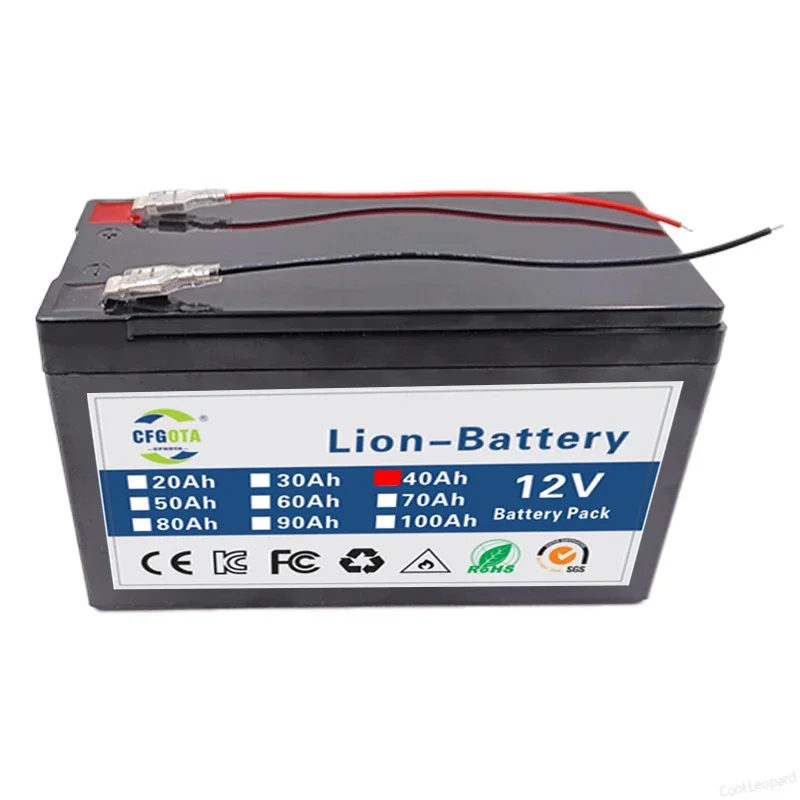 New 12V 40Ah  lithium Battery Pack Lithium Iron Phosphate Batteries Built-in BMS For Solar Boat+12.6V Charger