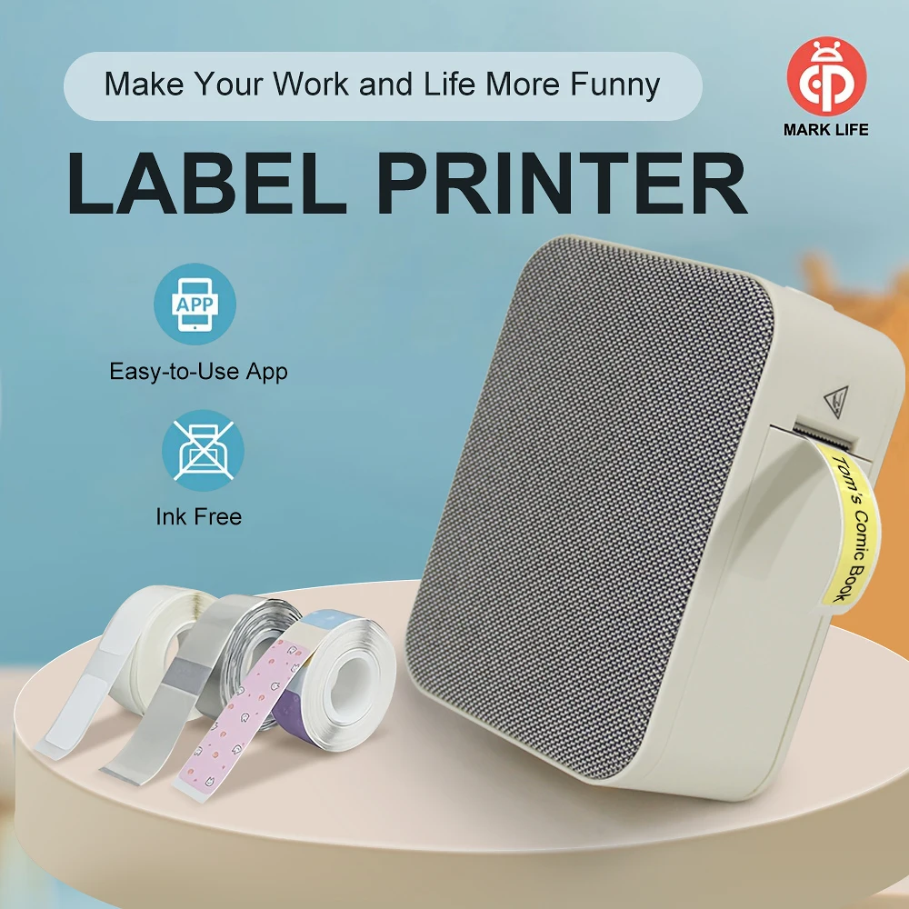 Impresora de etiquetas térmicas Marklife P15, Mini impresora de etiquetas portátil con Bluetooth para la escuela, oficina, cocina, regalo/bricolaje, creatividad/marcado