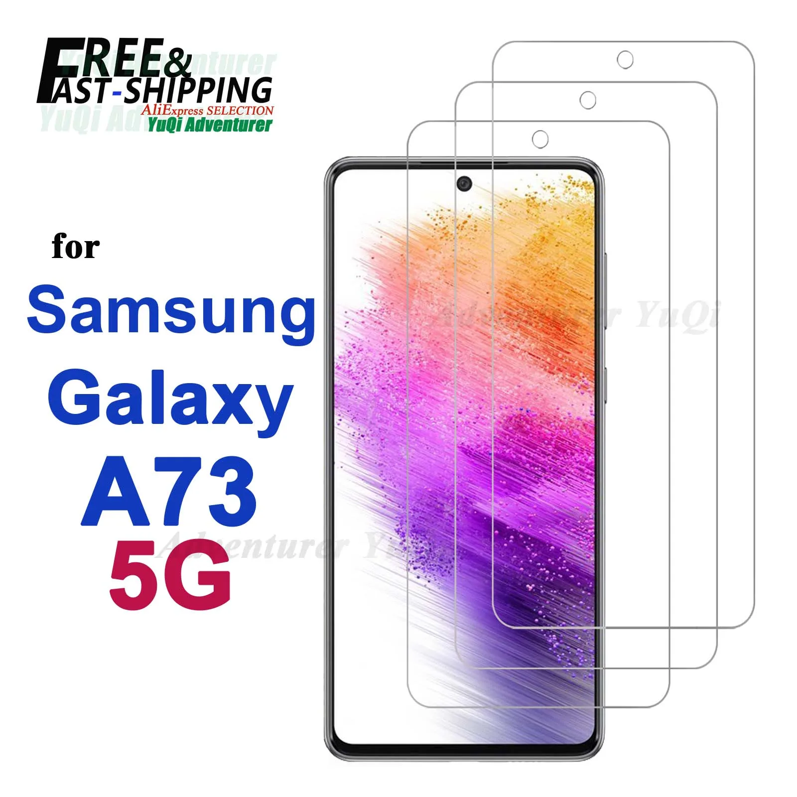 

Протектор экрана для Samsung Galaxy A73, закаленное стекло на выбор, 9H HD, Прозрачный Алюминиевый чехол высокого разрешения