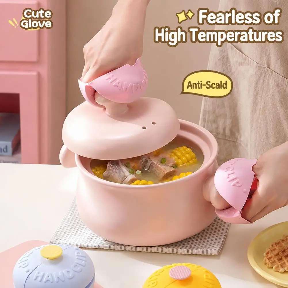1/2Pcs Sweet Donut Silicone Insulated Gloves Wall Mounted Non-Slip Oven Mitts Cute Durable Heat Resistant Gloves Pot Pan