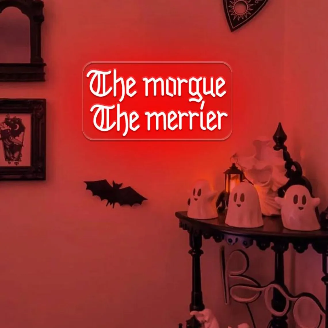 

The Morgue The Merrier Neon Sign, Gothic Led Neon Light Room Decor, Goth Emo Wall Art Lamp, Halloween Dark Wall Decor